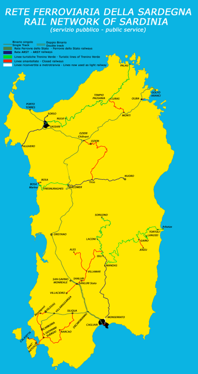 Öffentliches Verkehrsnetz Sardinien